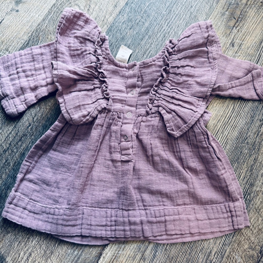 Kate Quinn purple lavender 3-6 months dress 100% organic cotton B26 - Picture 5 of 5